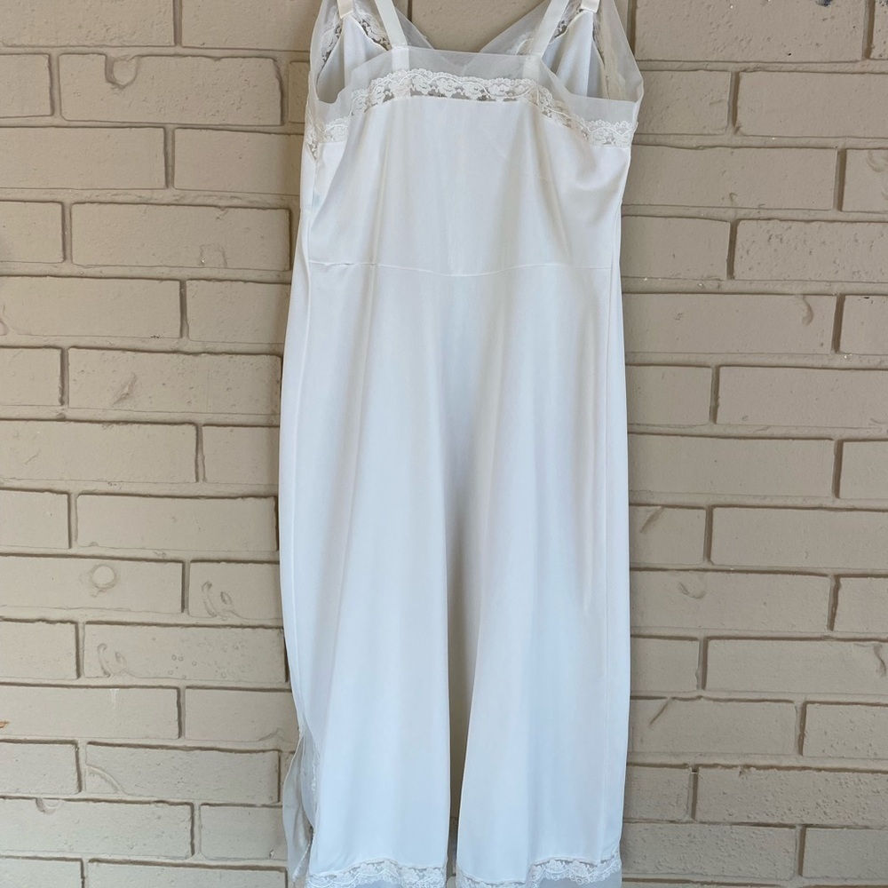 Vtg 70s Lorraine Womens 36 Tall Cream 100% Nylon Full Slip Dress Lace Feminine - Picture 4 of 9